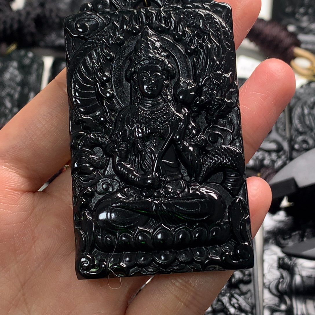 天然缅甸a货钢琴黑挂件