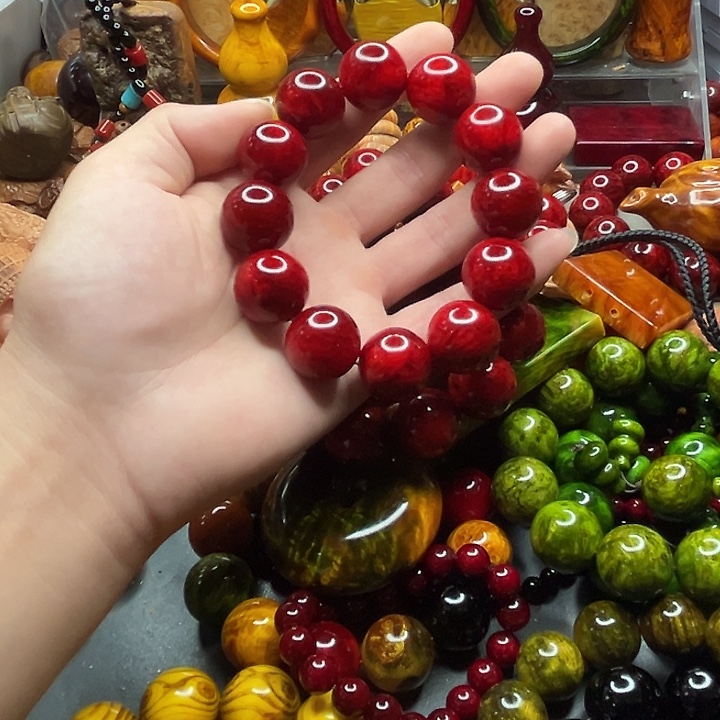 雷击琥珀木红油手串2.0