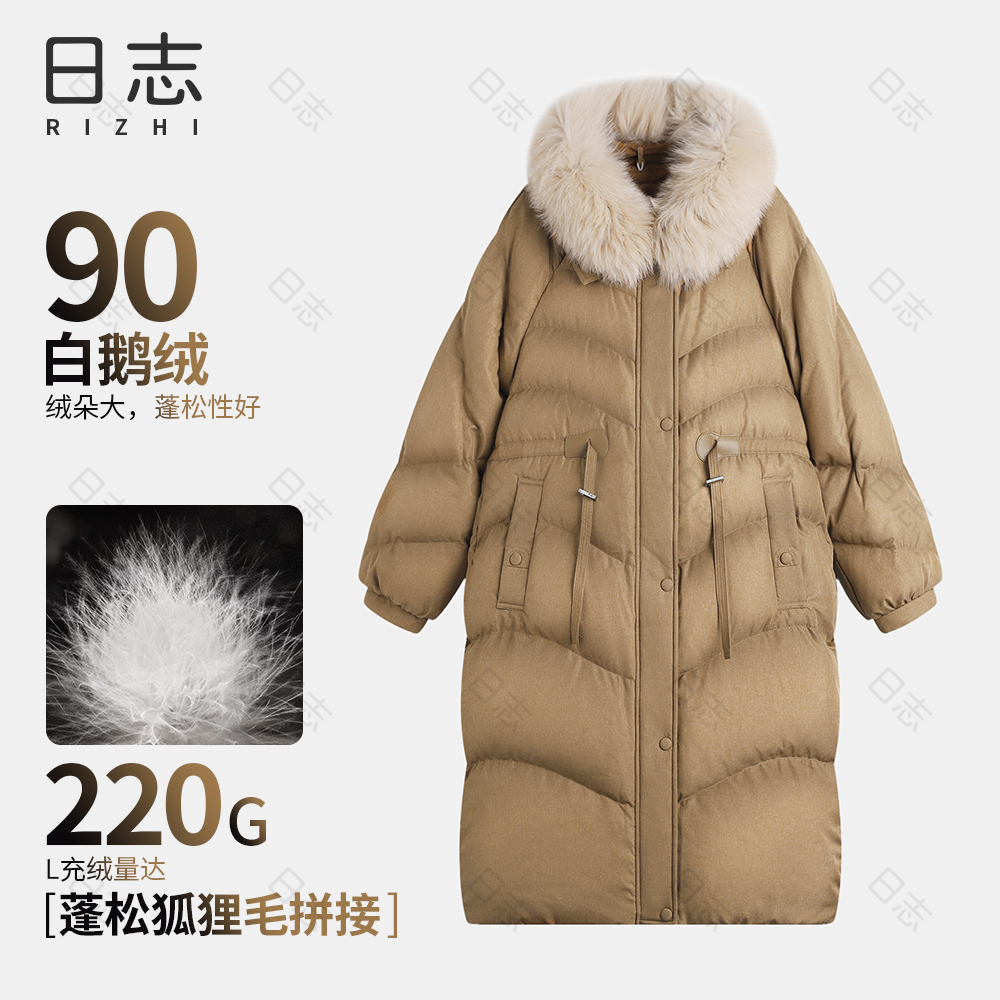 日志【狐狸皮毛】大毛领经典时尚女士长款女鹅绒服羽绒服DD54Y062