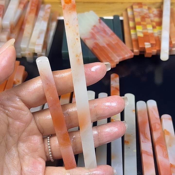 角***端印石青田石老挝石牙签×2