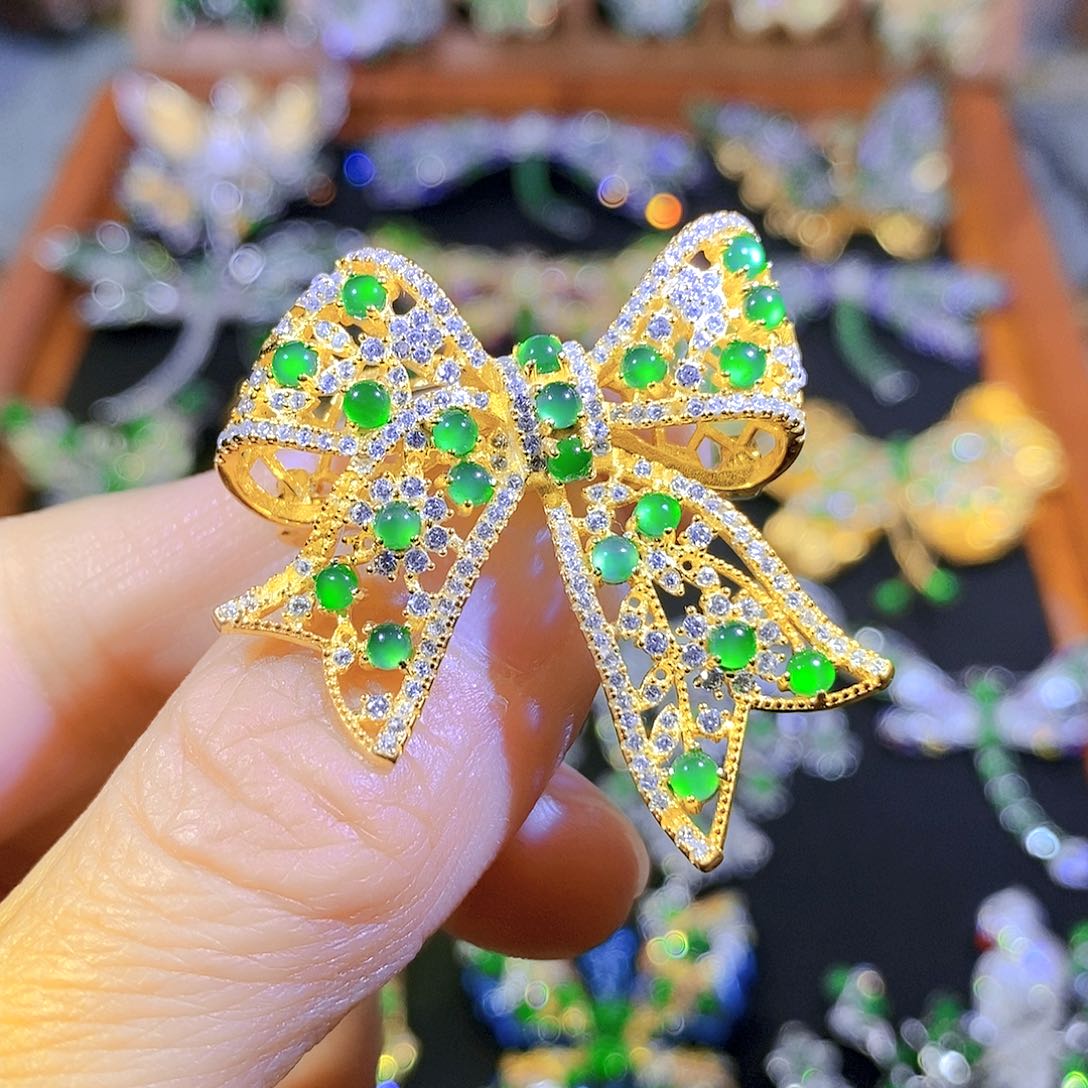 吊坠(不含链)银S925镶嵌翡翠