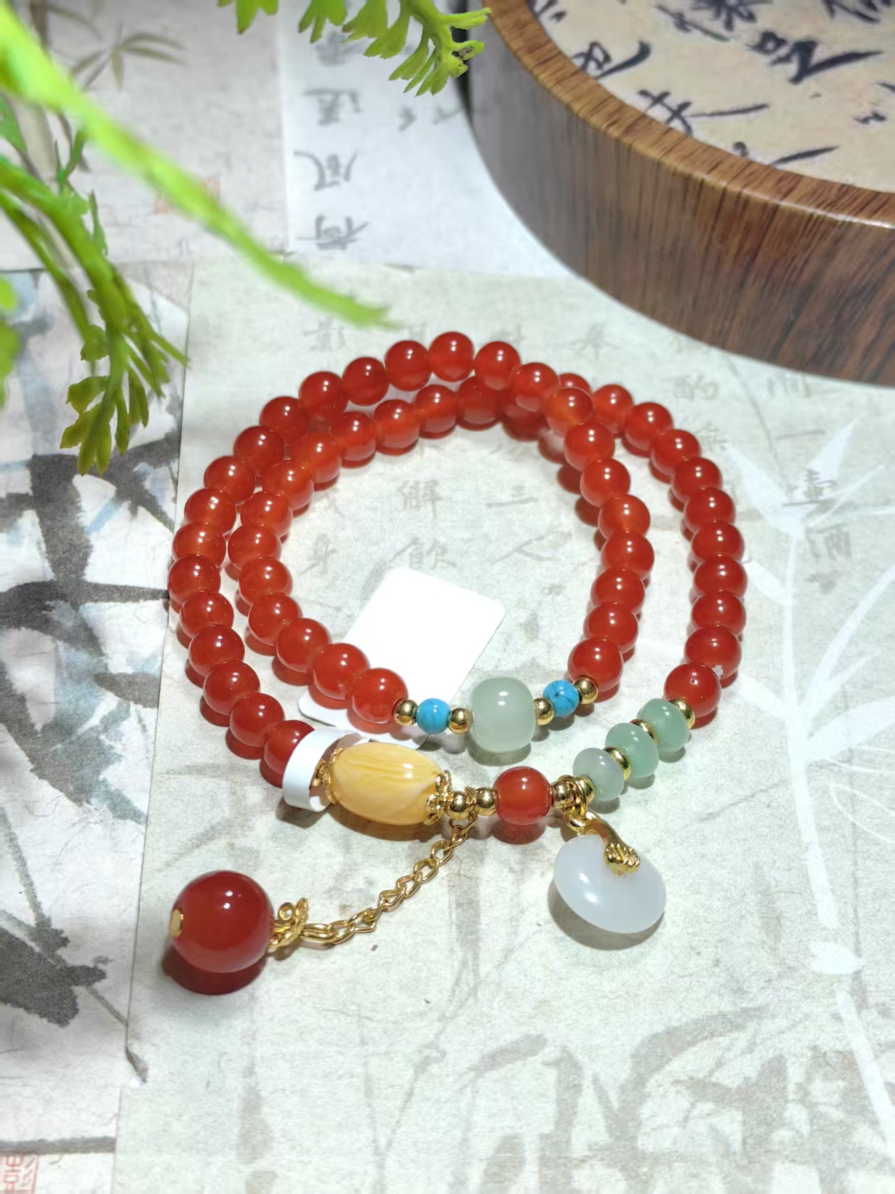 红玛瑙  平安扣双圈手串【无礼盒】1066