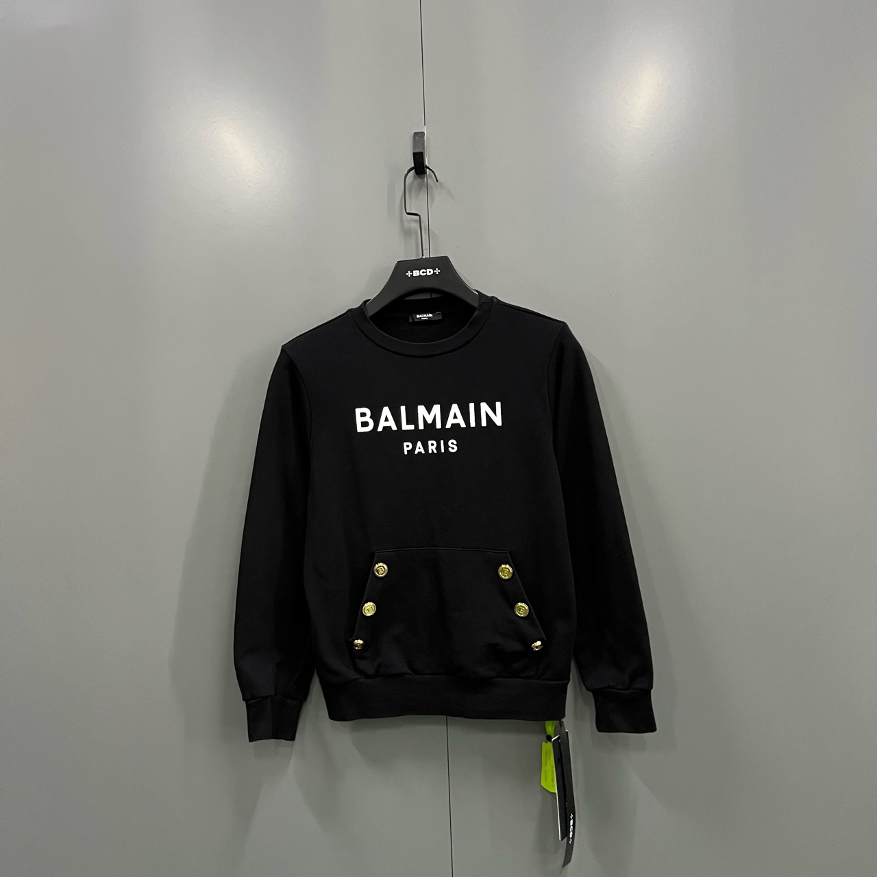 99新 BALMAIN/巴尔曼 (zz9）黑色印花logo卫衣 12A/606773