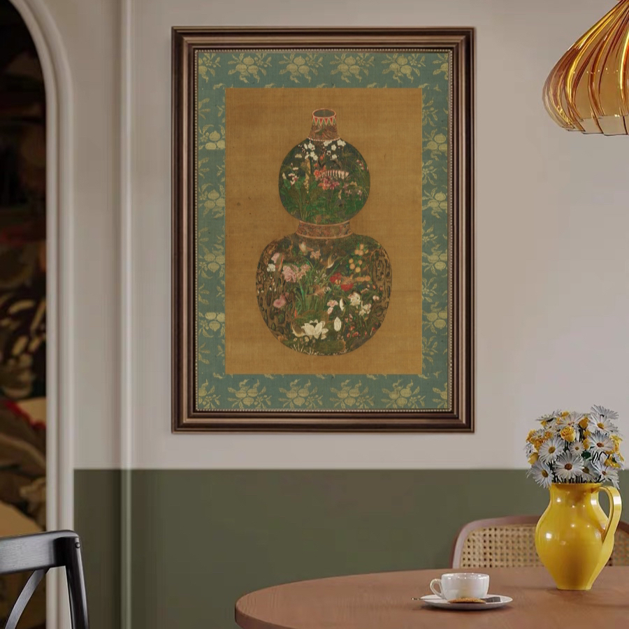 《葫芦花瓶》法式中国风玄关装饰画新中式中古客厅书房玄关挂画