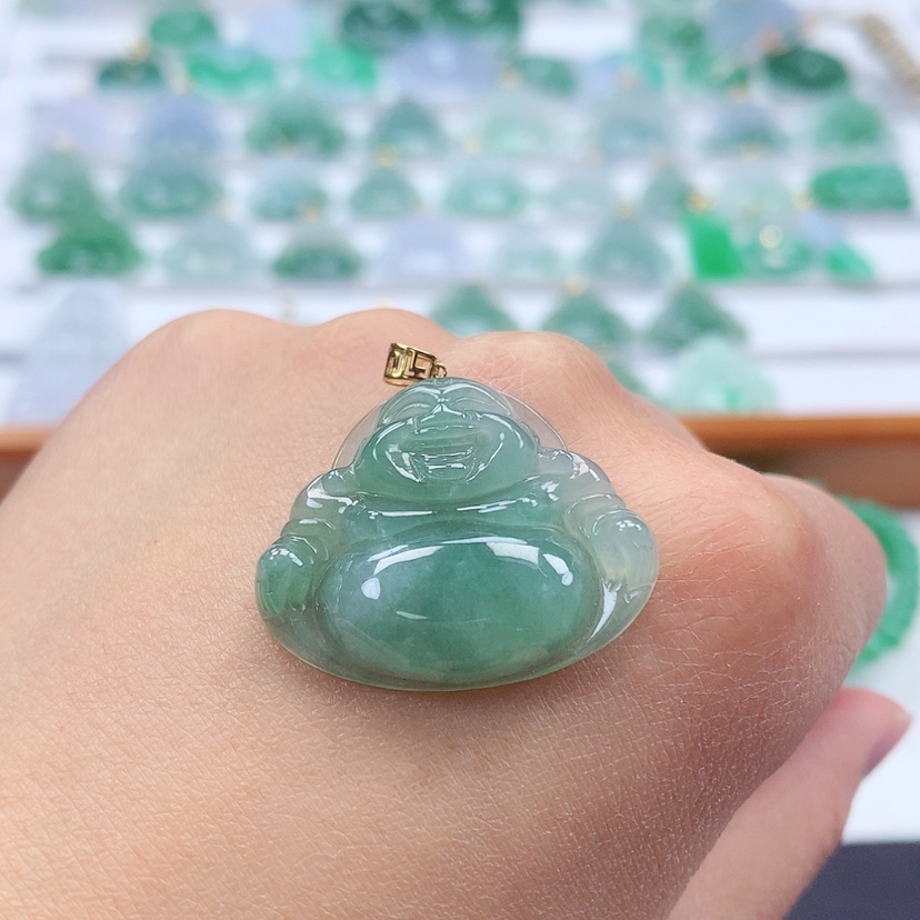 【闪购商品】翡翠吊坠(赠链)18K金镶嵌