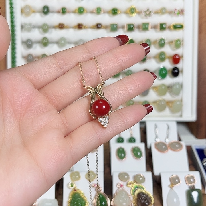 和田玉耳饰银S925镶嵌