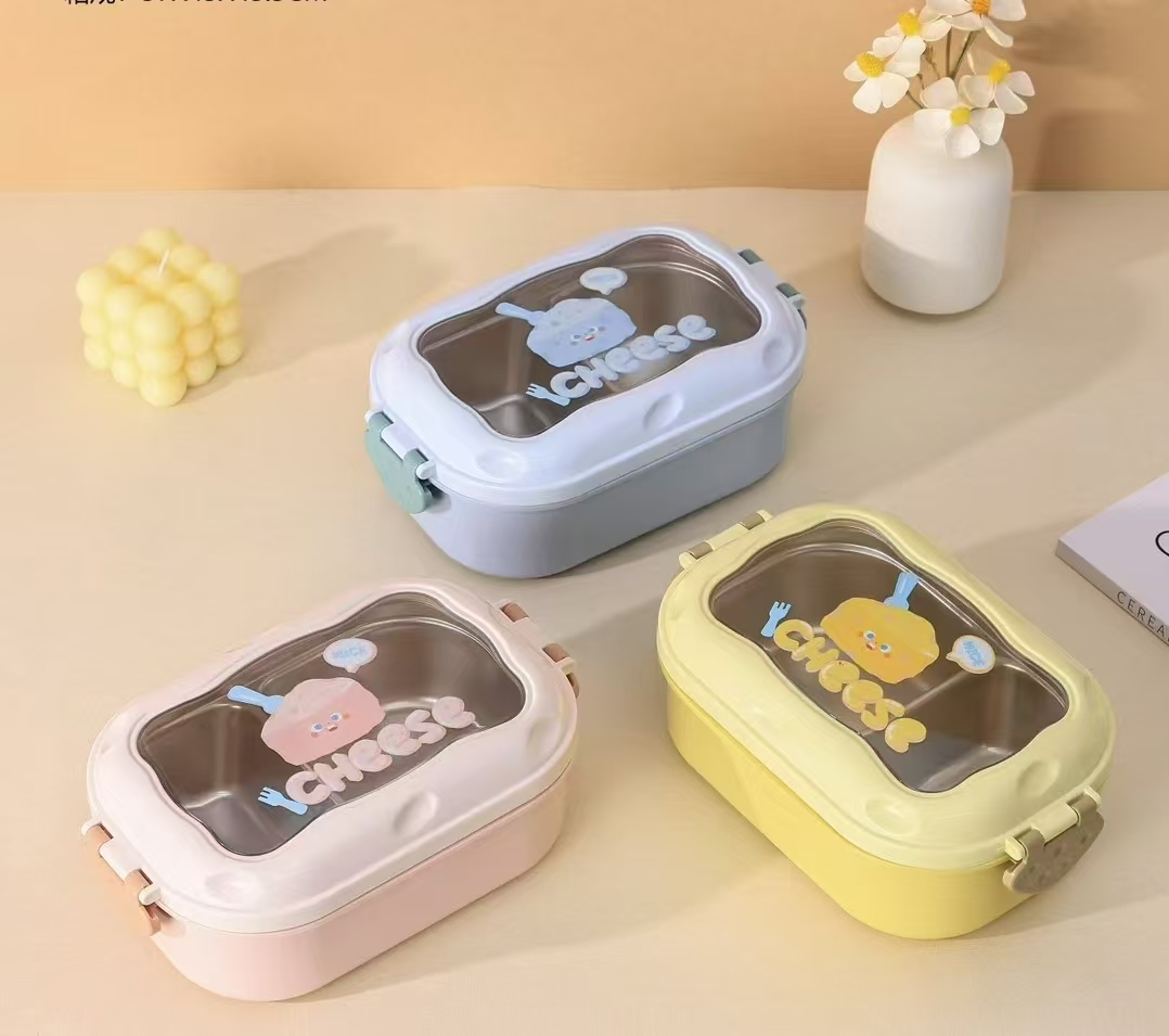新304不锈钢防摔饭盒便携儿童餐盒上班族分格餐盘学生饭盒