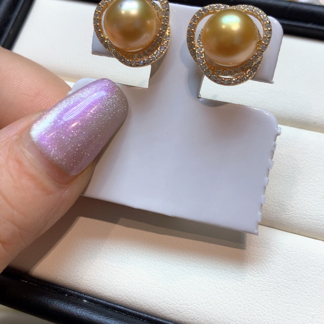 银S925镶嵌海水珍珠耳饰