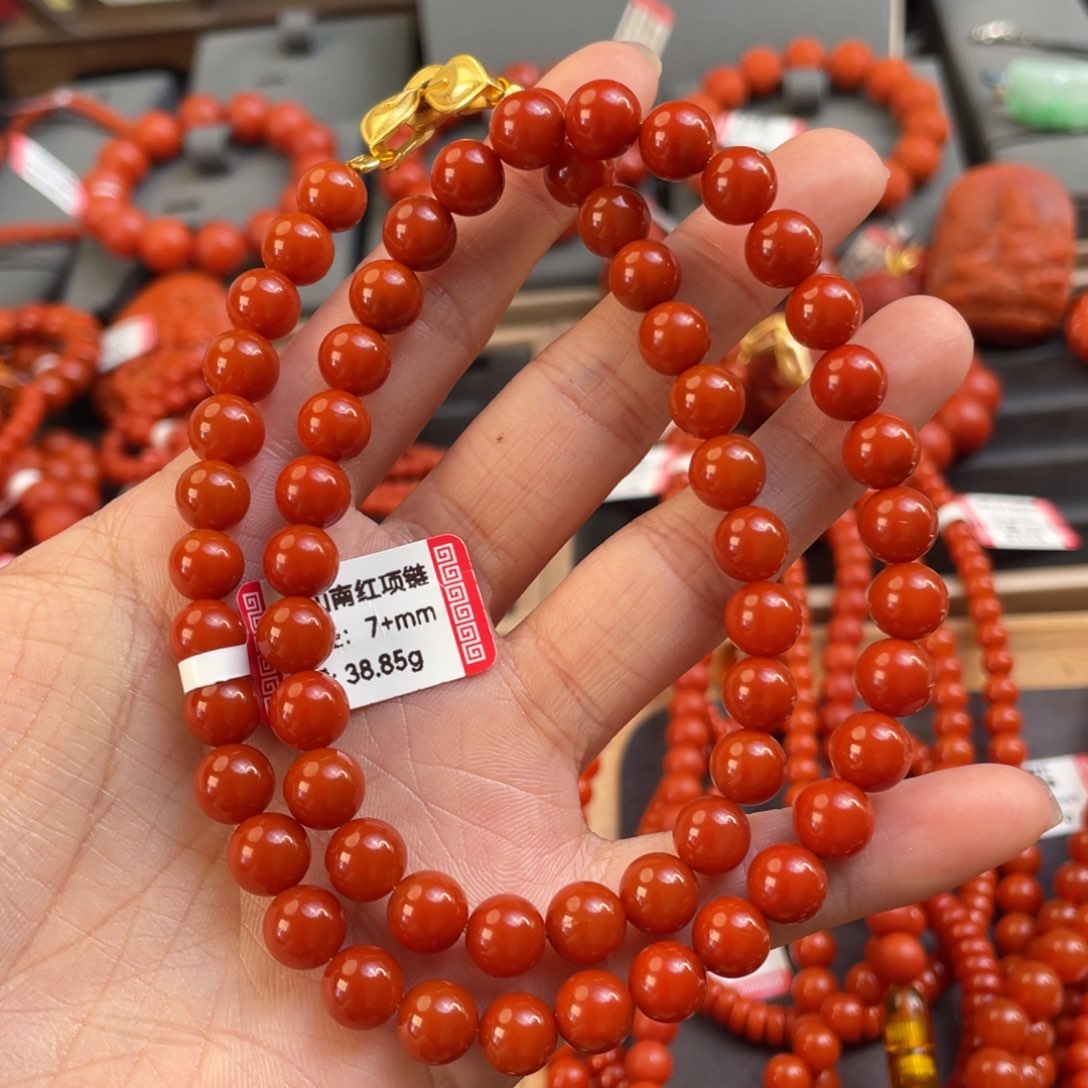 南红玛瑙项链银S925镶嵌美*