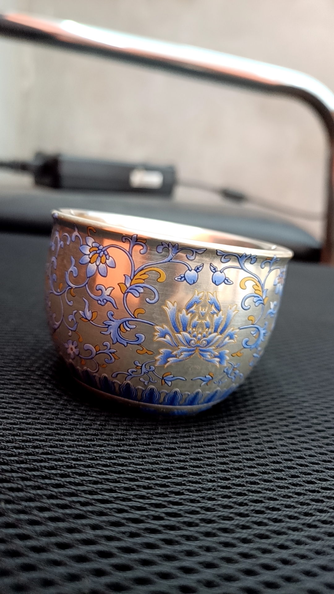 优一堂缠枝莲蓝莲花主人银杯2539