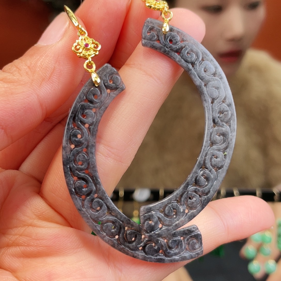 翡翠未镶嵌耳饰饰品