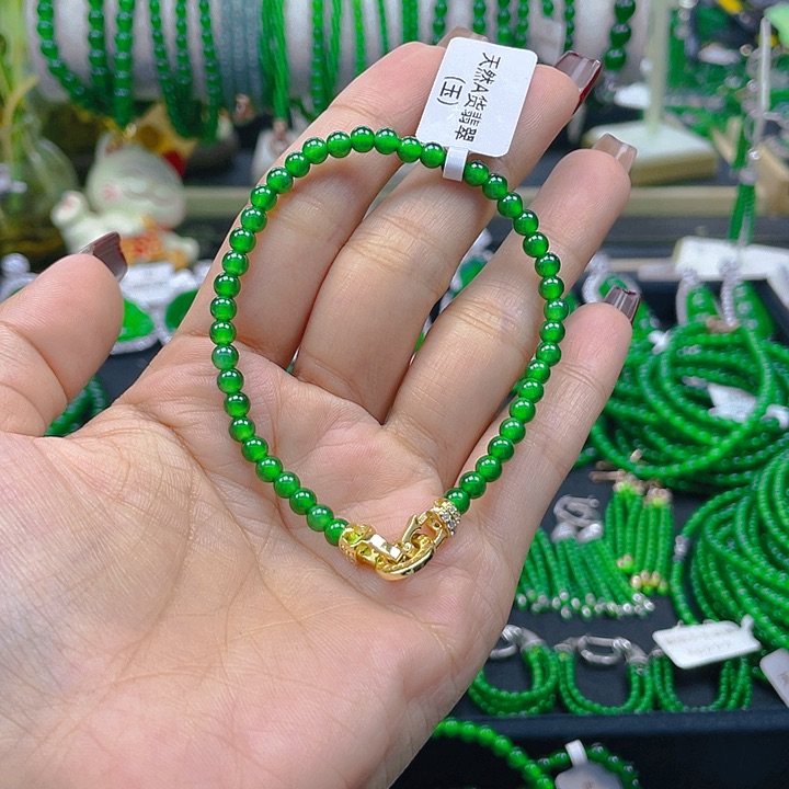 翡翠手链未镶嵌蕊*呀圆珠手链4
