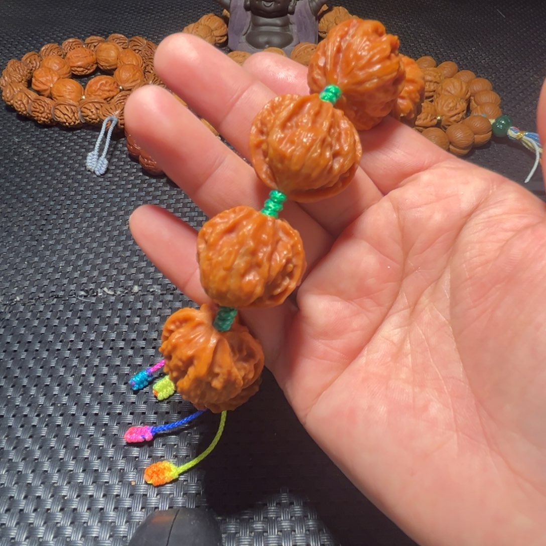 文玩核桃手串桃心火焰金蟾26