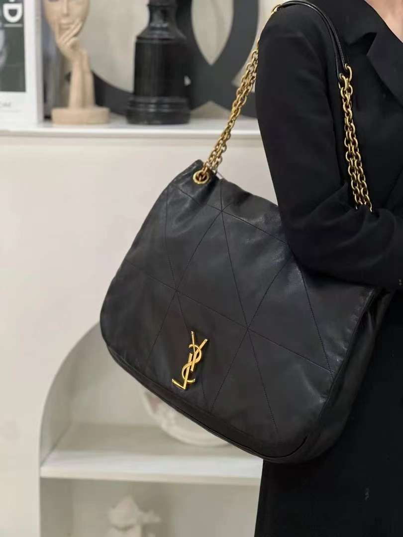 99新 YSL/圣罗兰 jamie大号黑金羊单肩包/甄选