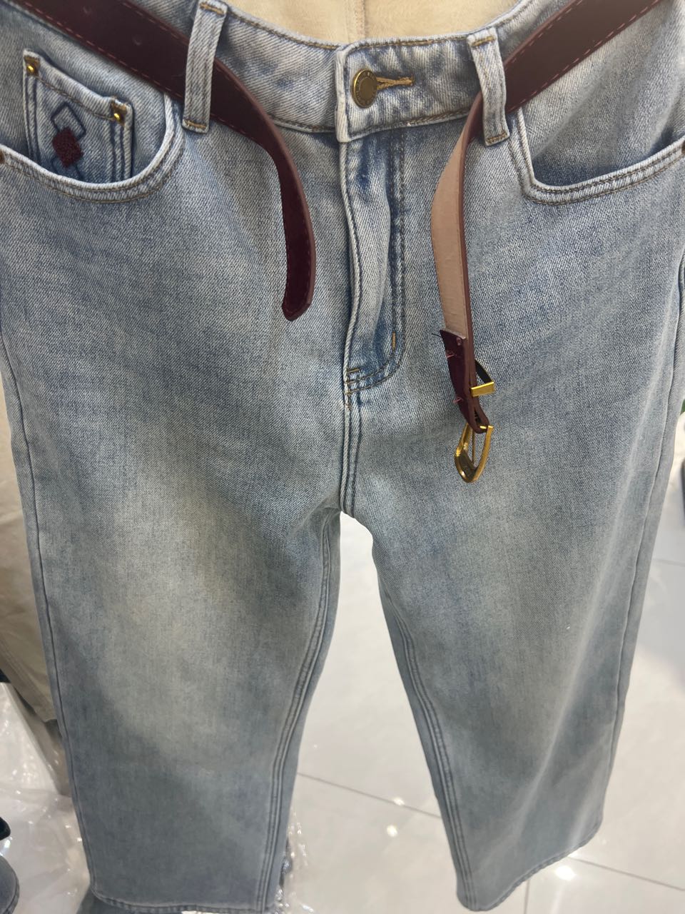 【131号】牛仔加绒直筒裤