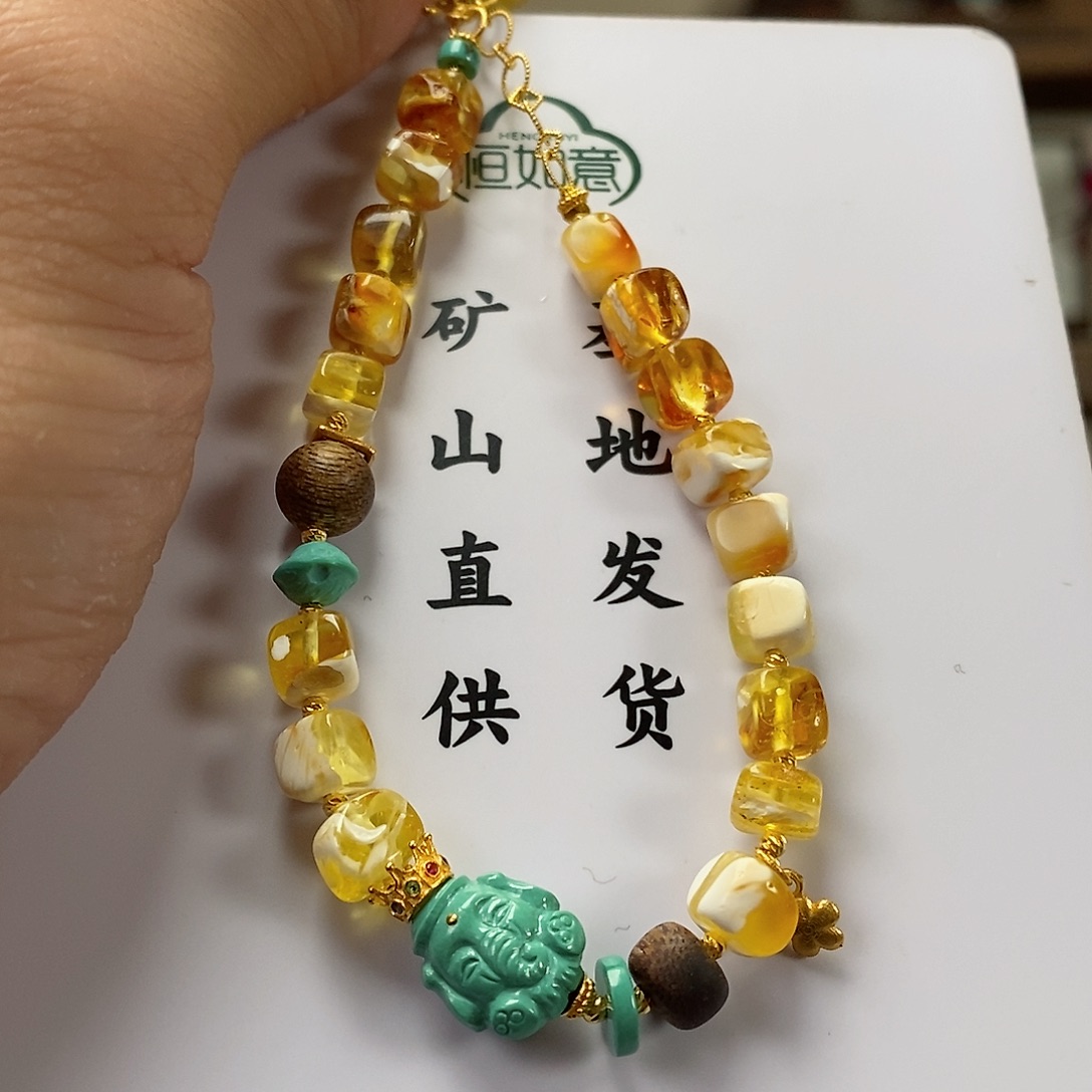 琥珀珠宝奇石18K金镶嵌