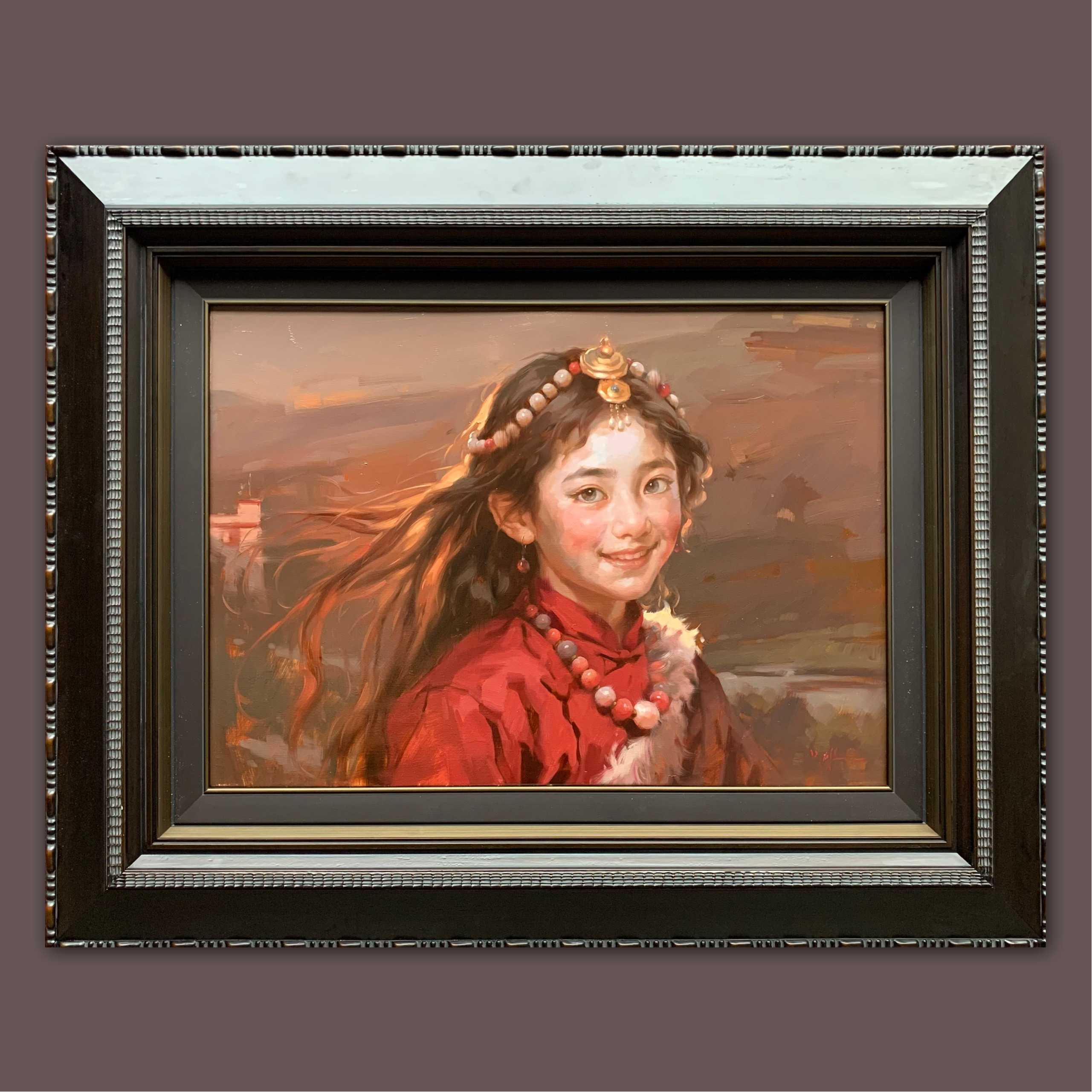 艺弘羽艺术 原创藏族姑娘人物油画收藏 带框尺寸83-103cm