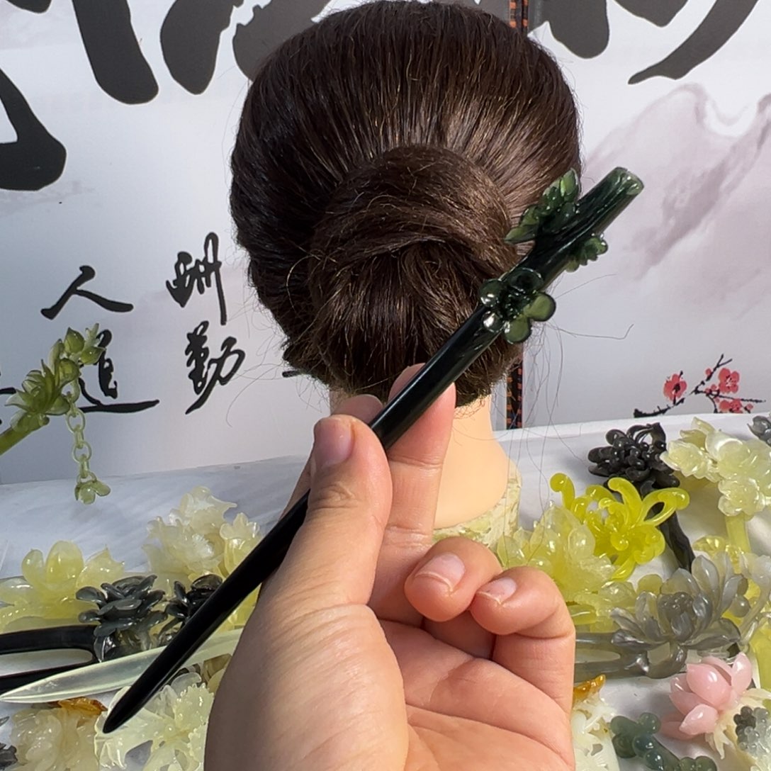 定制蛇纹石玉毛货发饰