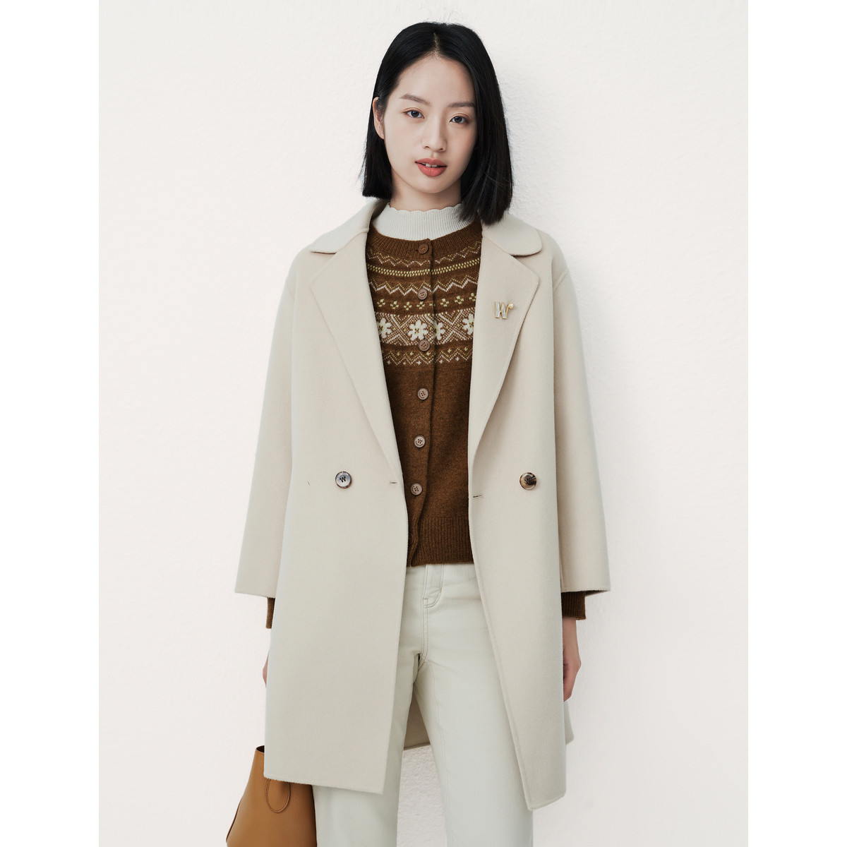 【安雅专属】混纺气质通勤百搭廓形毛呢大衣外套女EL00653V1