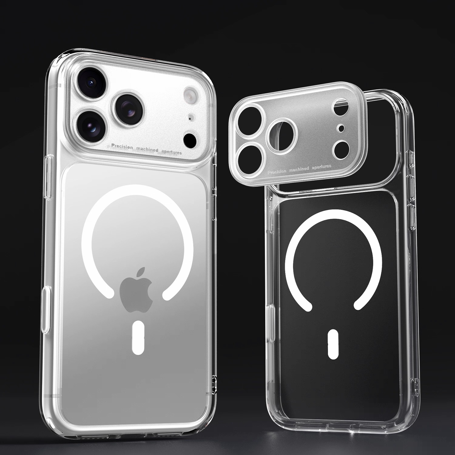 AG磨砂精孔手机壳适用于iPhone17ProMax磁吸防摔开拆卸镜头框软边