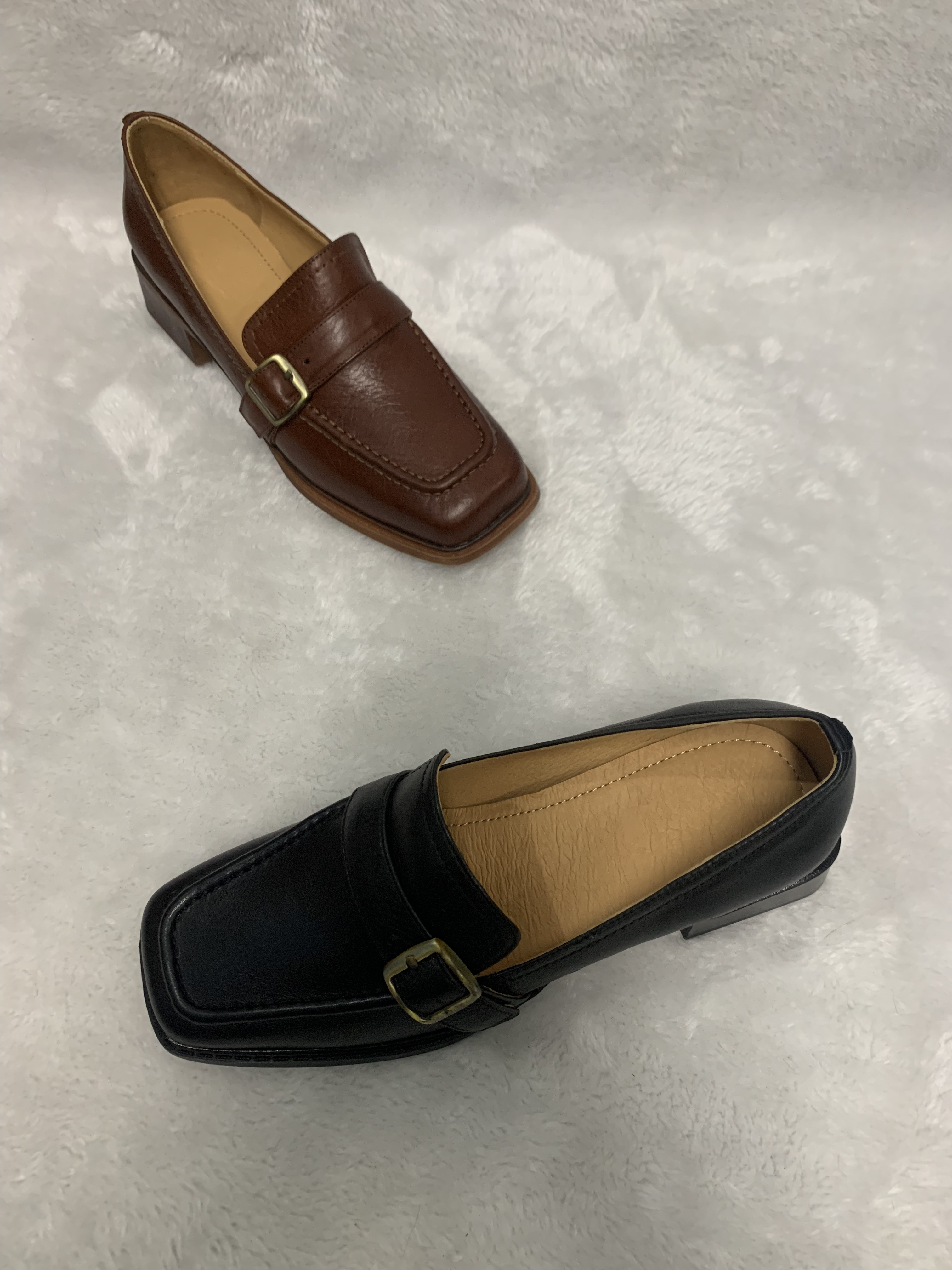 中年粗跟中口青年通用纯色乐福鞋复古时尚商务马衔扣皮鞋270820