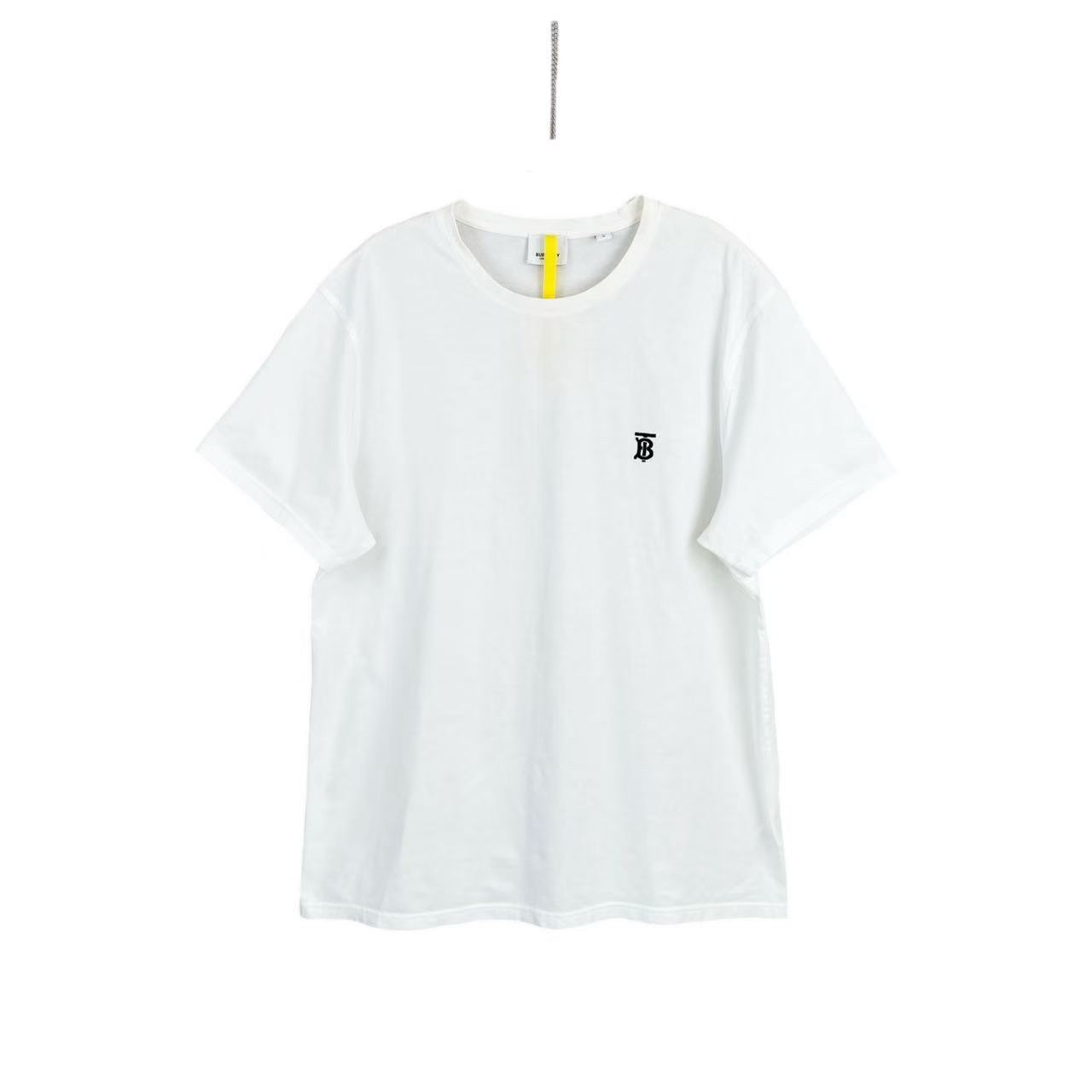 95新 BURBERRY/博柏利 qq818 棉 白色刺绣logo圆领短袖 L码 微污