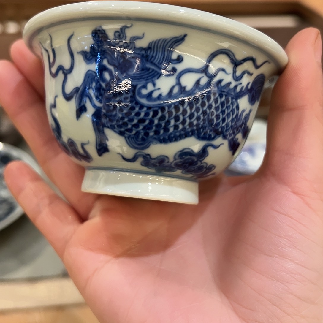 景土柴窑麒麟压手杯杯杯