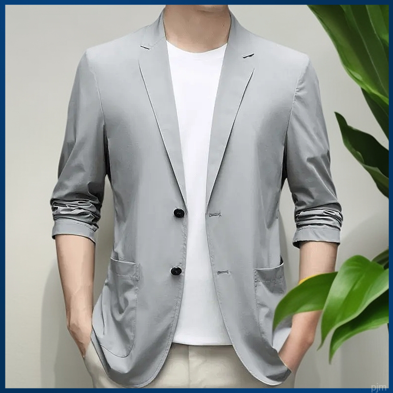 春夏春秋新款服冰丝休闲西装高档西服修身外男款小西防晒免烫网红