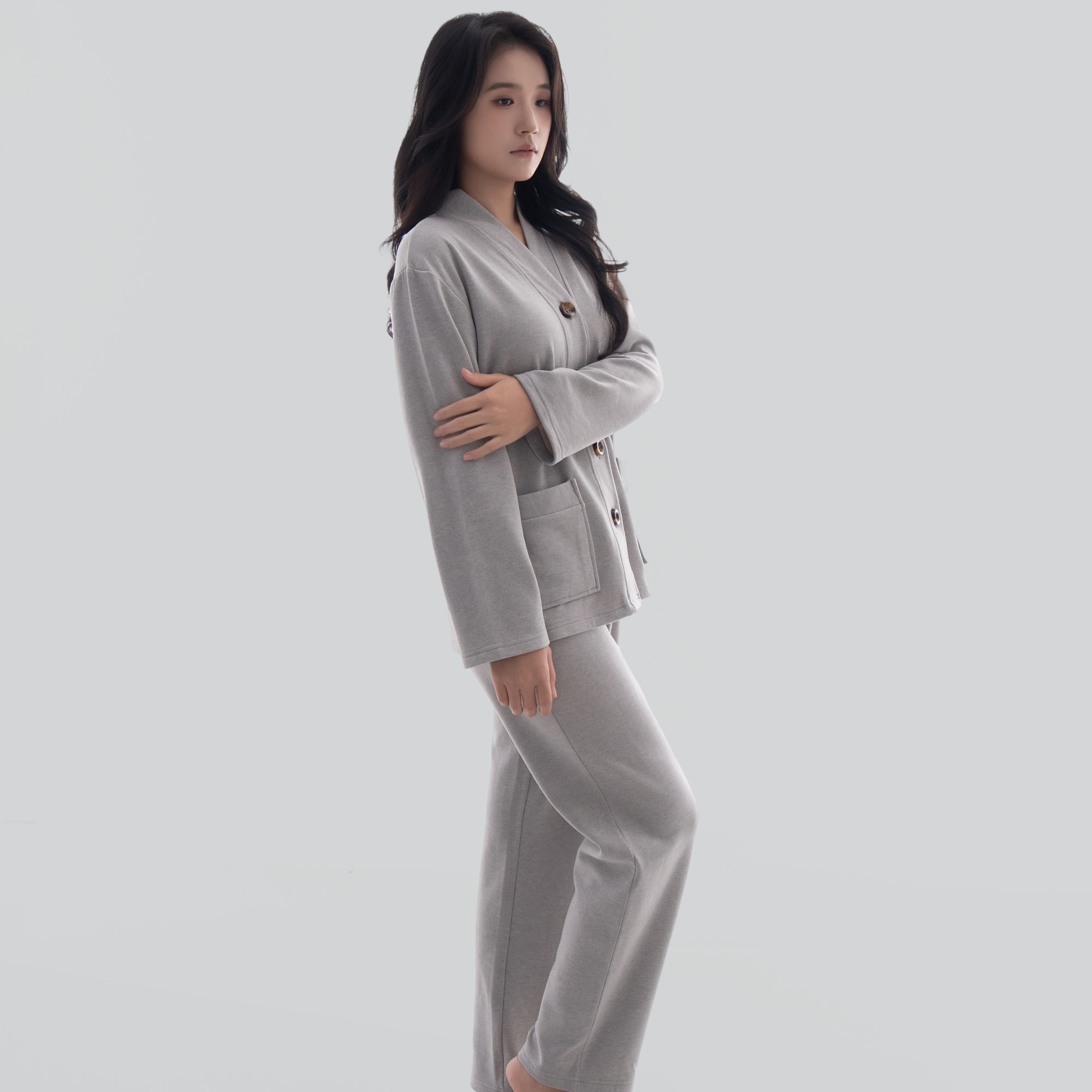 【Breeze系列】直领蚕丝羊毛德绒简约保暖睡衣家居服女秋冬季加厚