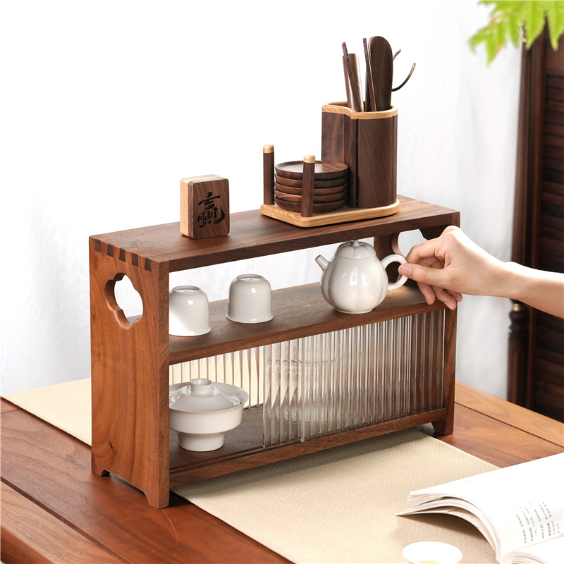 【开播福利 新茶友必入】胡桃木 环秀柜 茶具收纳柜纵向收纳省空间