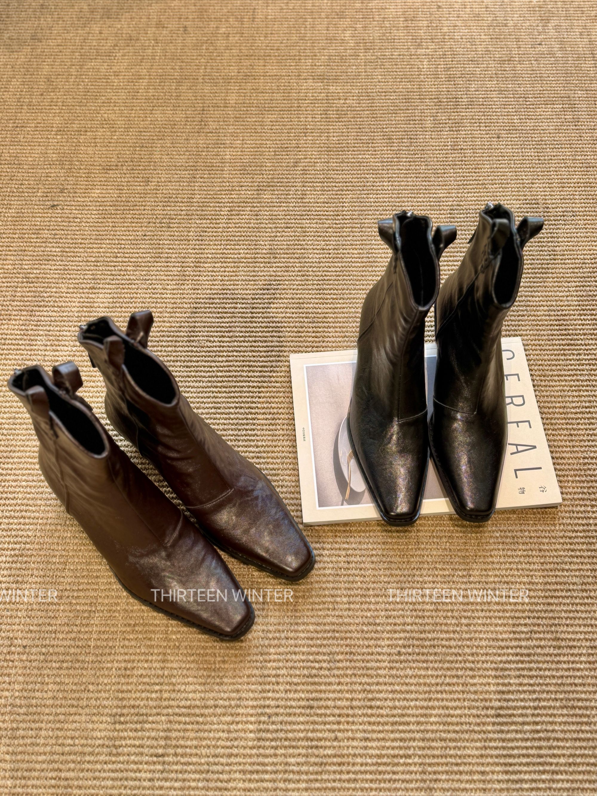 小短靴女款四季款真皮裸靴尖头西部牛仔马丁靴