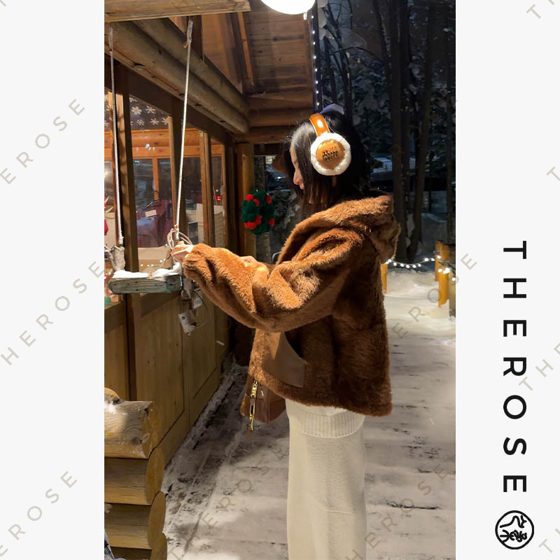 【雪地木屋】西班牙进口泰迪拉贡LACON皮毛一体秋冬奢华外套女