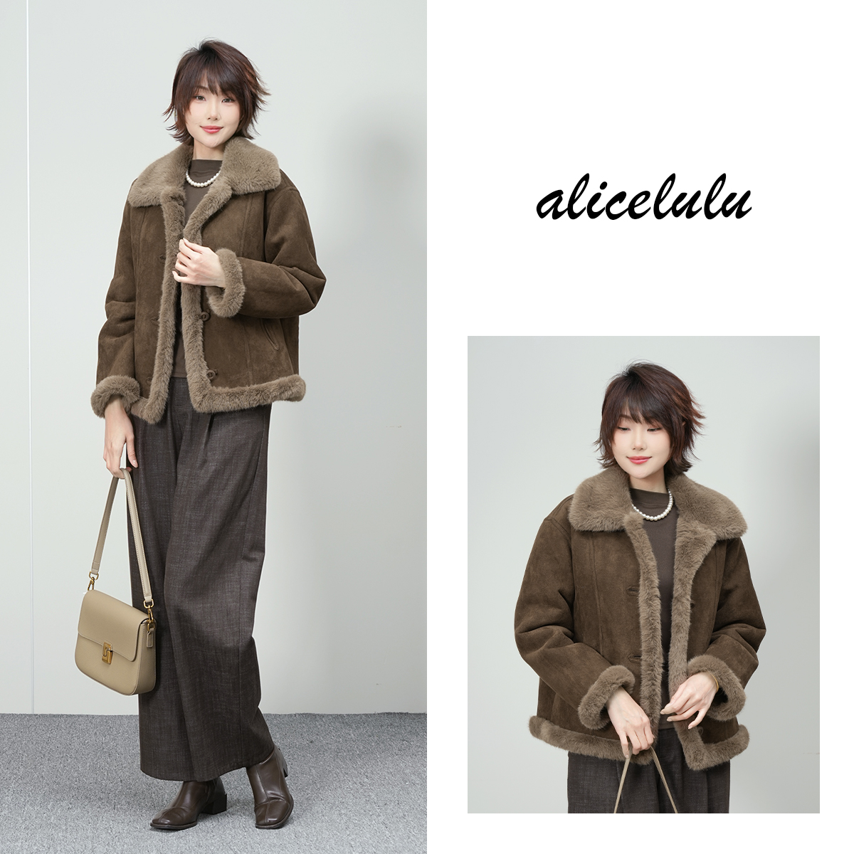 alicelulu‘日暮巴塞’冬季复古翻领宽松短外套S2146046W