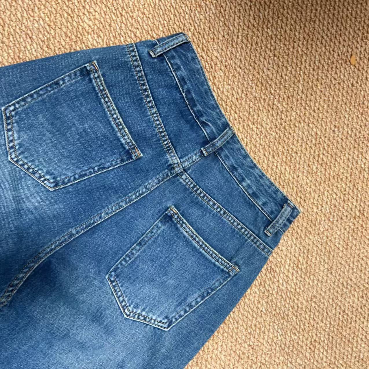 【那尚新品】早秋韩系复古八分阔腿显瘦牛仔裤