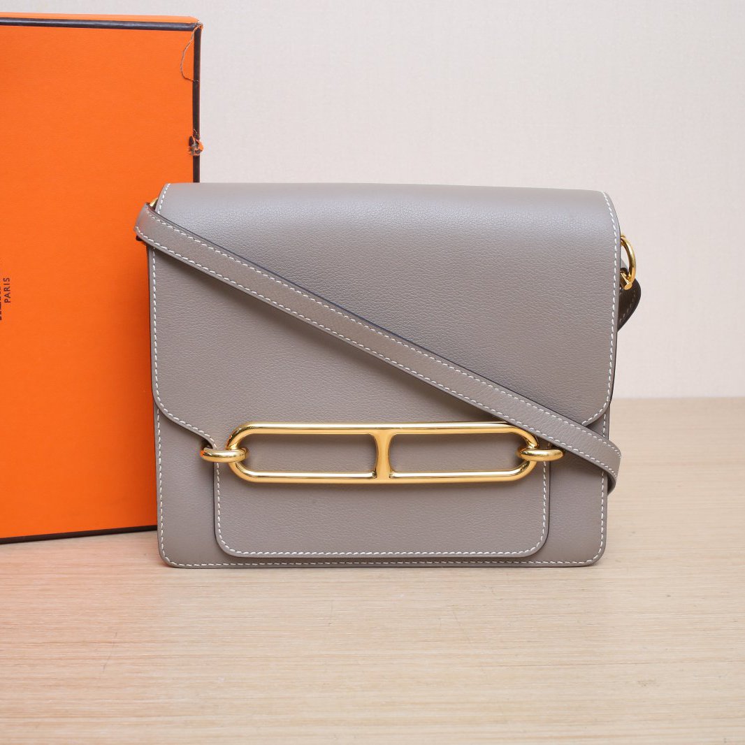 99新 Hermes/爱马仕 【66特价】猪鼻子 23 银河灰 EC皮 A刻 金扣