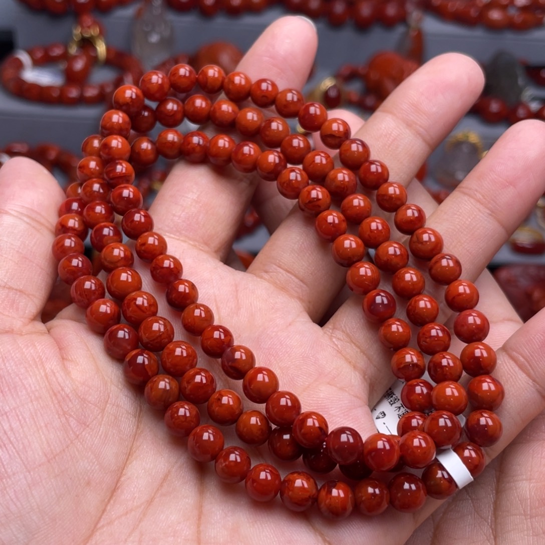 南红玛瑙未镶嵌珠宝奇石多圈6.5mm