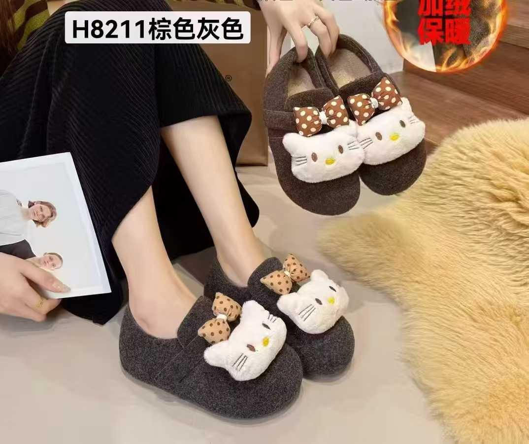 H8211  复古港风棉靴/毛靴纯色可爱棉鞋秋冬卡通韩版冬季