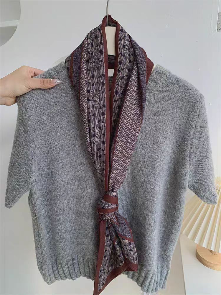 【复古编织风】16*145斜角长条装饰职业领巾气质时尚飘带丝巾