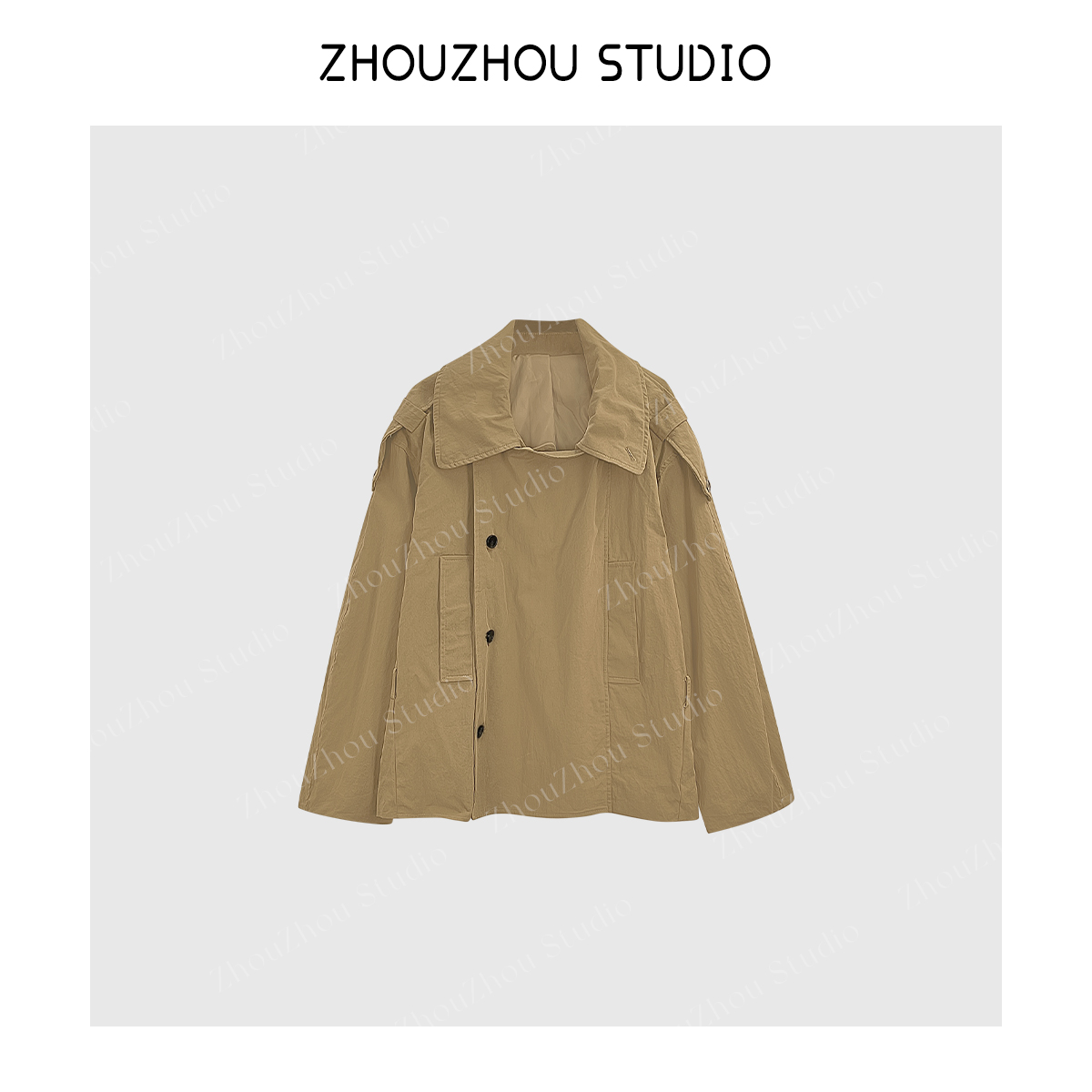 ZhouZhou25秋冬新品 纯色设计款休闲外套配腰带