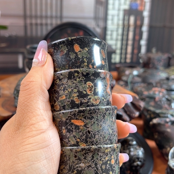 錯***對天然梅花玉茶杯茶杯