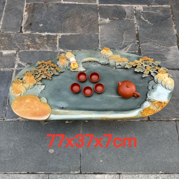 肇庆厂家端砚茶盘天然原石手工雕刻百年茶台茶海客厅茶桌带排水式