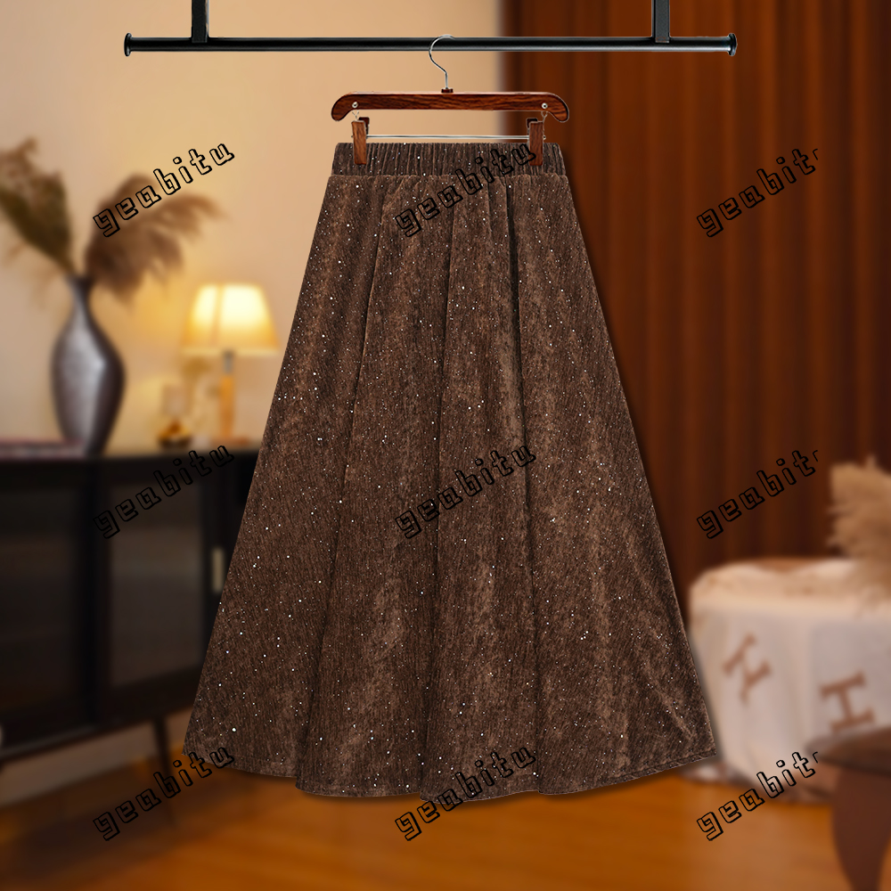 【NANA专属】2025秋冬新款A型不褪色A字裙洒银复古半身裙D8372