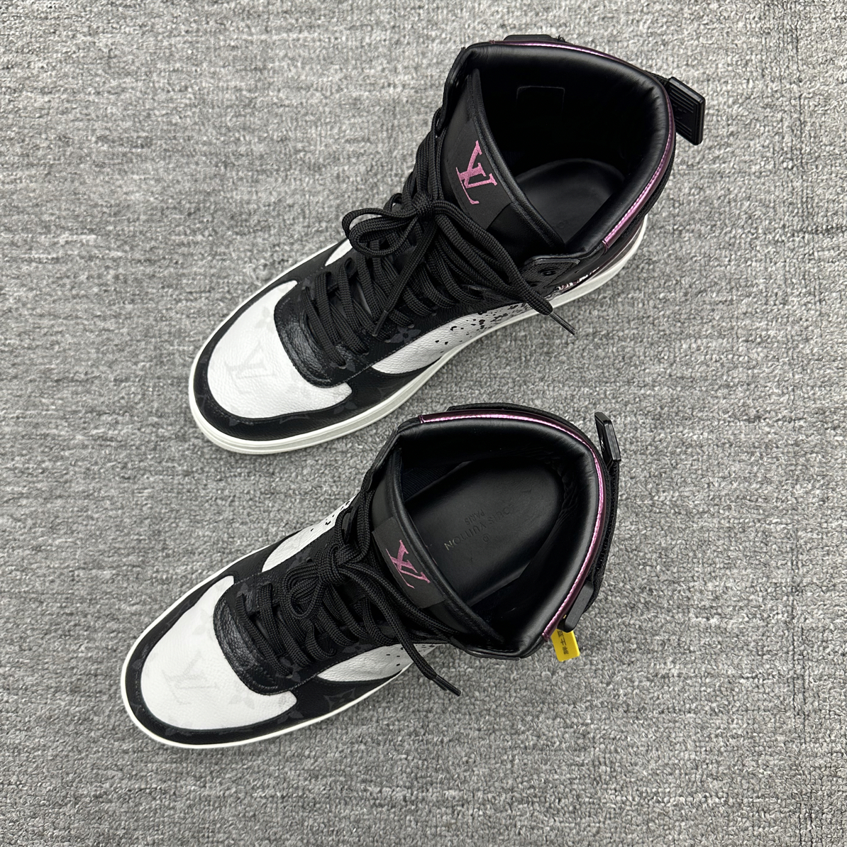 99新 LouisVuitton/路易威登 41 lv 高邦老花板鞋 黑紫色 99新