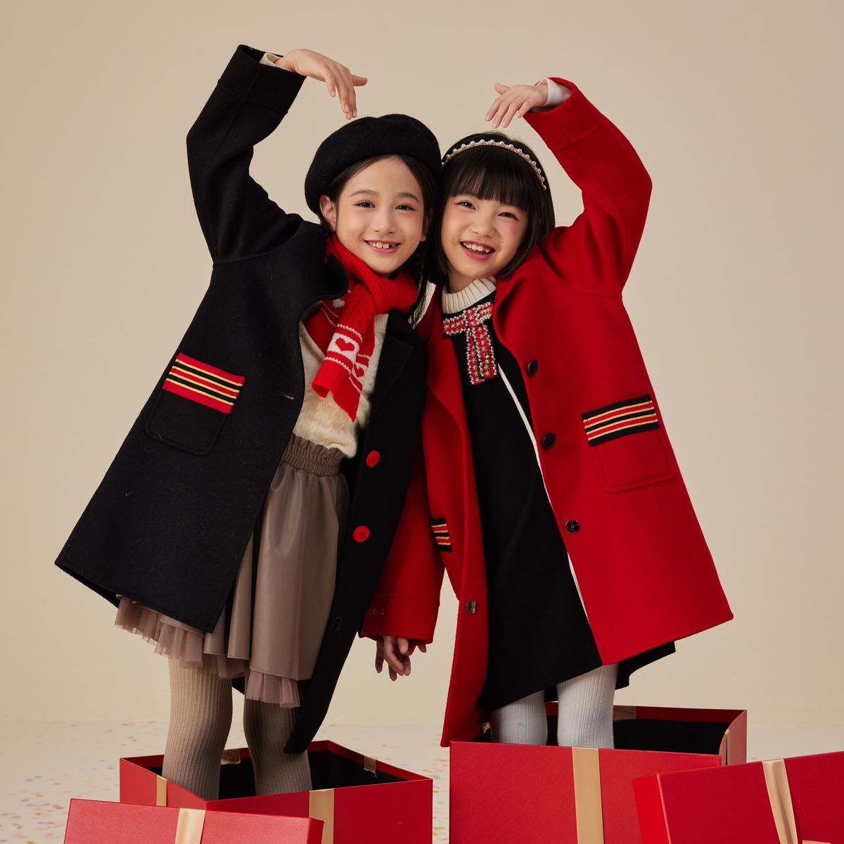 【新年服】EP雅莹童装秋装女童新款织带拼接廓形呢大衣8202A