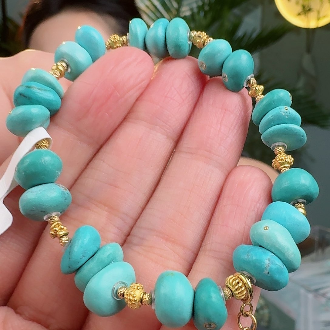 绿松石珠宝奇石18K金镶嵌