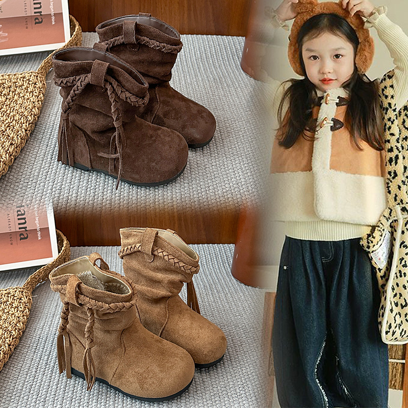 儿童单靴2025秋冬新款韩版女童软底休闲简约短靴百搭宝宝勃肯靴子