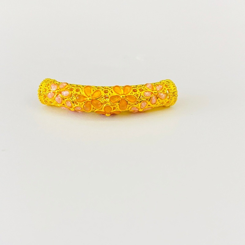 君潮黄金足金999粉色精品桃花弯管DP1389