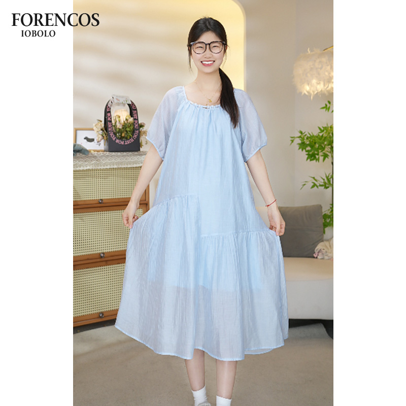 孕妇连衣裙仙女裙女短袖夏款2025新款宽松遮肚大码中长款裙子夏装