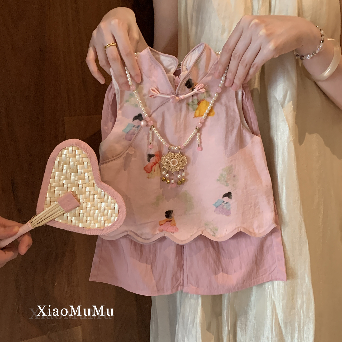 【现货】女童国风套装夏天2025新款周岁小童女宝宝洋气阔腿裤两件套