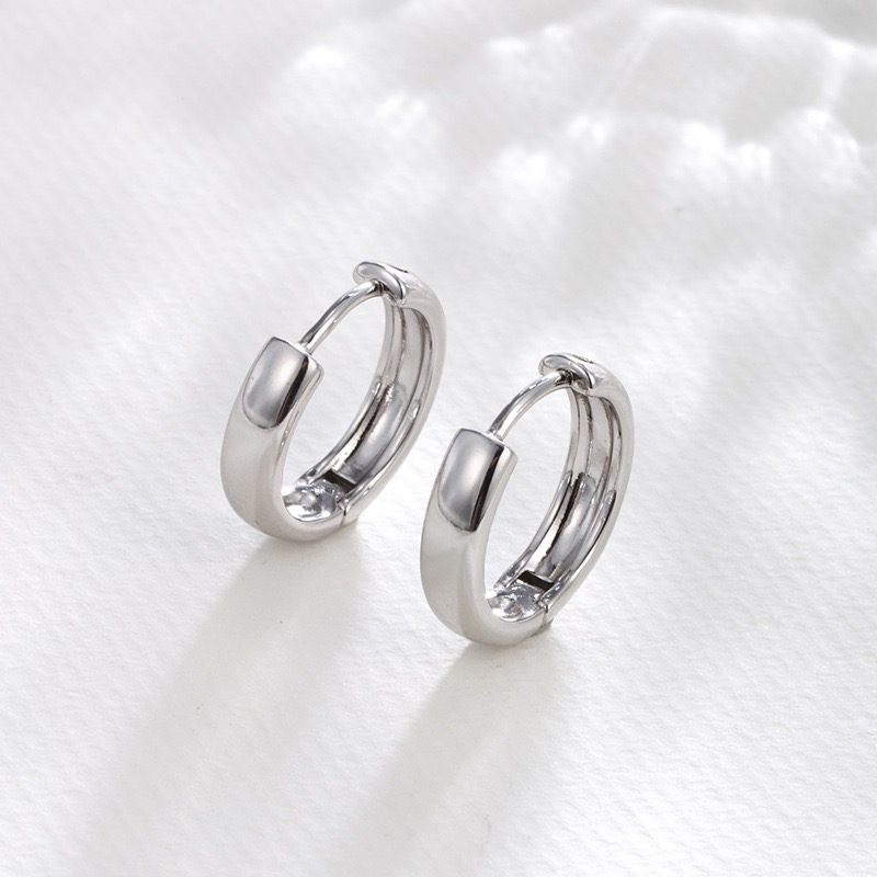 铜合金耳饰 【YIN1.8cm精工光面卡扣耳环】气质女轻奢百搭金色耳饰